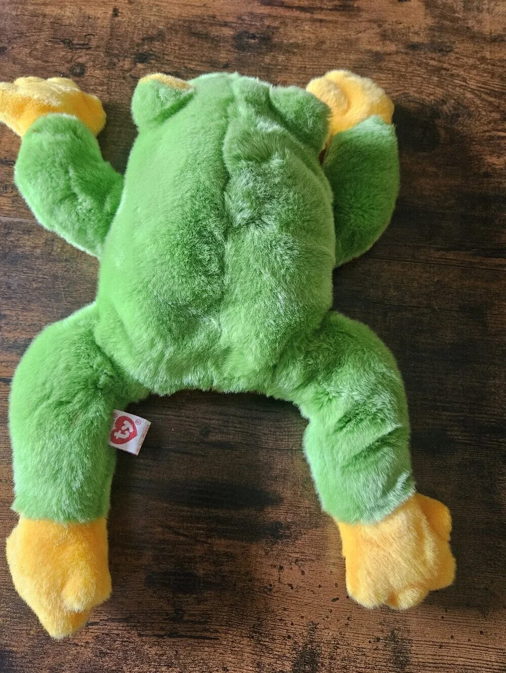 Vintage 1998 Ty Beanie Buddies Green & Yellow Plush Frog for Reptile Habitat